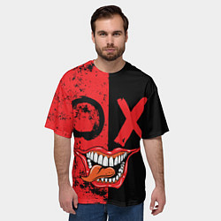 Футболка оверсайз мужская Злобный смайлик с языком, цвет: 3D-принт — фото 2