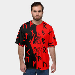 Футболка оверсайз мужская Скайрим руны, цвет: 3D-принт — фото 2