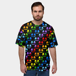 Футболка оверсайз мужская Marshmello pattern neon, цвет: 3D-принт — фото 2