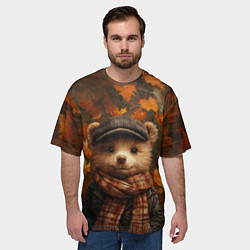 Футболка оверсайз мужская Медвежонок в кепке и шарфе, цвет: 3D-принт — фото 2