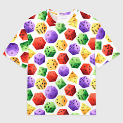 Футболка оверсайз мужская Игровые разноцветные кости паттерн, цвет: 3D-принт