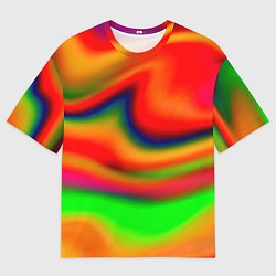 Мужская футболка оверсайз Неоновые разводы краски
