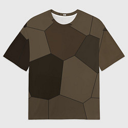 Мужская футболка оверсайз Тёмно-коричневый крупная мозаика