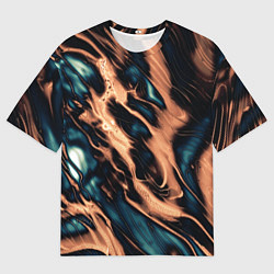 Мужская футболка оверсайз Абстракция тёмный бирюзово-медный
