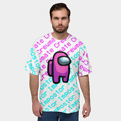 Футболка оверсайз мужская Among us pattern steel, цвет: 3D-принт — фото 2