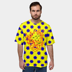 Футболка оверсайз мужская Samurai fire logo steel, цвет: 3D-принт — фото 2