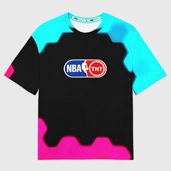 Футболка оверсайз мужская NBA текстура соты, цвет: 3D-принт