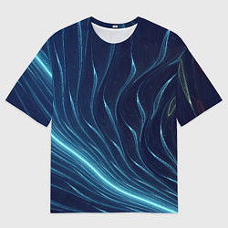 Мужская футболка оверсайз Линии абстрактные неоновые