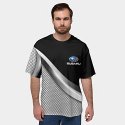 Футболка оверсайз мужская Subaru metal steel, цвет: 3D-принт — фото 2