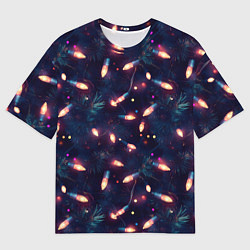 Мужская футболка оверсайз Паттерн новогодняя гирлянда