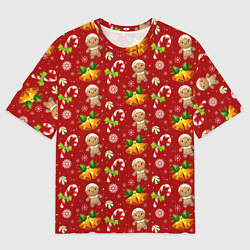 Мужская футболка оверсайз Новогодний паттерн пряня