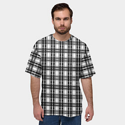 Футболка оверсайз мужская Черно-белая шотландка клетчатый узор, цвет: 3D-принт — фото 2