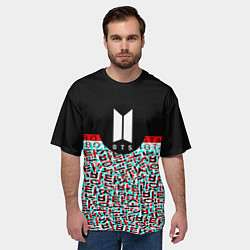 Футболка оверсайз мужская BTS glitch, цвет: 3D-принт — фото 2