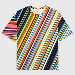 Мужская футболка оверсайз Разноцветные полосы абстракция