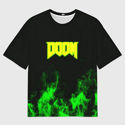 Мужская футболка оверсайз Doom кислотное лого огонь
