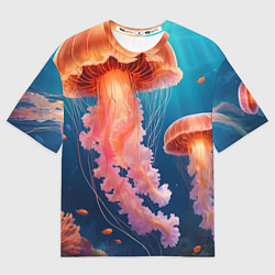 Мужская футболка оверсайз Подводный мир медузы
