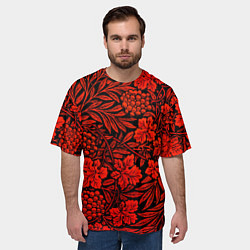 Футболка оверсайз мужская Красная рябина, цвет: 3D-принт — фото 2