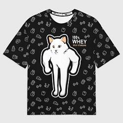 Футболка оверсайз мужская Качок кот, цвет: 3D-принт
