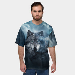Футболка оверсайз мужская Волк ночью под луной, цвет: 3D-принт — фото 2