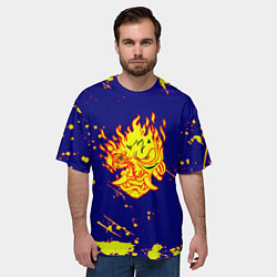 Футболка оверсайз мужская Cyberpunk краски брызги, цвет: 3D-принт — фото 2