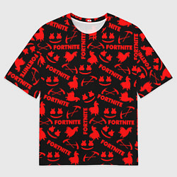 Футболка оверсайз мужская Fortnite pattern game red, цвет: 3D-принт