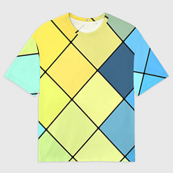 Футболка оверсайз мужская Геометрия линии клетка, цвет: 3D-принт
