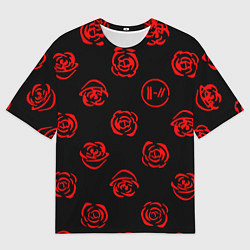 Мужская футболка оверсайз Twenty one pilots rose pattern