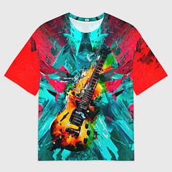 Мужская футболка оверсайз Электрогитара в красках