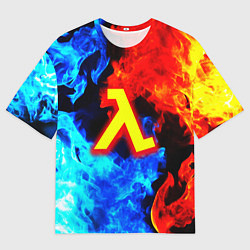 Мужская футболка оверсайз Халф лайф огненный стиль