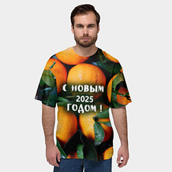Футболка оверсайз мужская Много апельсинов мандаринов: с новым 2025 годом, цвет: 3D-принт — фото 2