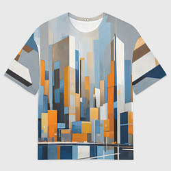 Мужская футболка оверсайз Архитектура город живопись