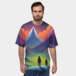 Футболка оверсайз мужская Фантастический красочный пейзаж, цвет: 3D-принт — фото 2