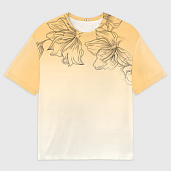 Мужская футболка оверсайз Градиент желтый с цветами