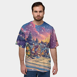 Футболка оверсайз мужская Снегопад в ночном городе, цвет: 3D-принт — фото 2