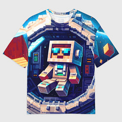 Футболка оверсайз мужская Космонавт в космическом корабле - Майнкрафт, цвет: 3D-принт