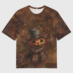 Футболка оверсайз мужская Весёлый тыквенный Джек, цвет: 3D-принт