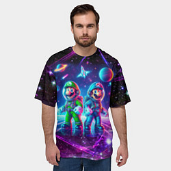 Футболка оверсайз мужская Космонавты Марио и Луиджи покоряют космос - нейроа, цвет: 3D-принт — фото 2