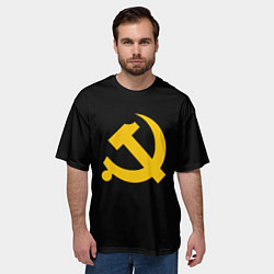 Футболка оверсайз мужская СССР серп и молот оранжевый, цвет: 3D-принт — фото 2