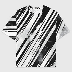 Мужская футболка оверсайз Платиновые и черные полосы