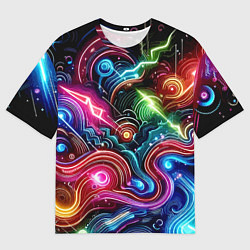 Мужская футболка оверсайз Красочная неоновая абстракция - нейроарт