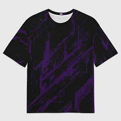 Мужская футболка оверсайз Фиолетовые точки на чёрном фоне
