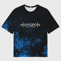 Футболка оверсайз мужская Horizon: Zero Dawn синие брызги красок, цвет: 3D-принт