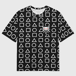 Футболка оверсайз мужская The Witcher лого гейм паттерн, цвет: 3D-принт