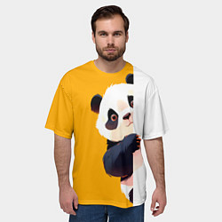 Футболка оверсайз мужская Медведь панда выглядывает из-за угла, цвет: 3D-принт — фото 2