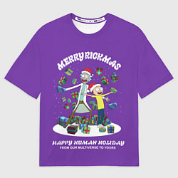 Футболка оверсайз мужская Рик и Морти Новый год подарки Merry Christmas, цвет: 3D-принт