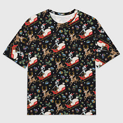 Мужская футболка оверсайз Рик и Морти сани с оленем - Christmas