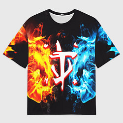 Мужская футболка оверсайз Doom битва огонь