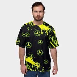 Футболка оверсайз мужская Mercedes кислотные логотипы, цвет: 3D-принт — фото 2