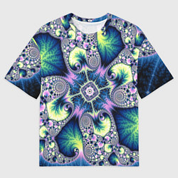 Мужская футболка оверсайз Оптический фрактал абстрактные узоры