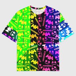 Мужская футболка оверсайз Marshmello pattern neon steel